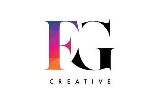 FG Letter Design with Creative Cut and Colorful Rainbow Texture vector