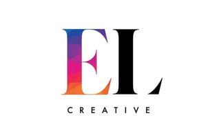 EL Letter Design with Creative Cut and Colorful Rainbow Texture vector