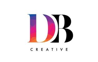 DB Letter Design with Creative Cut and Colorful Rainbow Texture vector