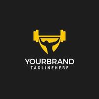 Shield gym vector logo design Suitable for security symbol fitness and power barbell