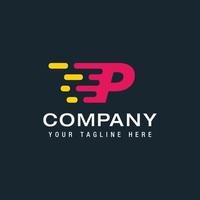 Letter P with Delivery service logo, Fast Speed, Moving and Quick, Digital and Technology for your Corporate identity vector