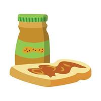 Slice of bread  peanut butter and vector illustration, flat design illustration