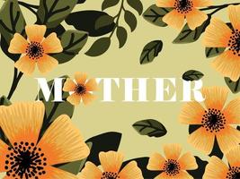 Mother text with flowers vector