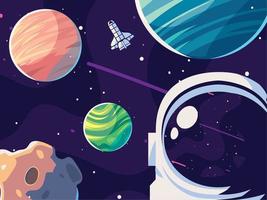 space astronaut planets vector