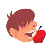 niño comiendo manzana vector