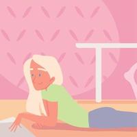 woman on a floor relaxing vector