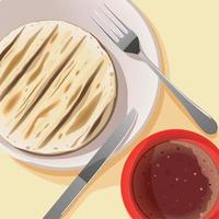 breakfast arepa with chocolate vector