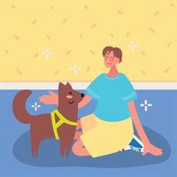 guy with pet dog vector