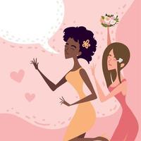 bridesmaid catch the bouquet vector