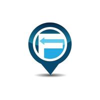 F letter GPS map pointer icon logo vector image