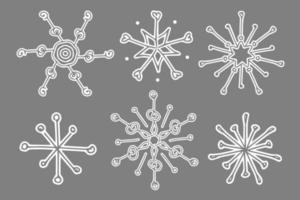 Beautiful fantasy white snowflake vector illustration set