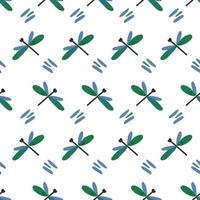 Dragonfly seamless pattern vector illustration with spots