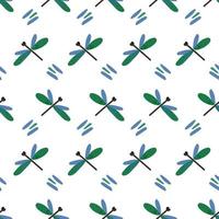 Dragonfly seamless pattern vector illustration with spots