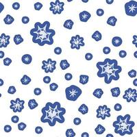 Seamless pattern with blue dots and snowflakes vector illustration