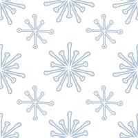 Snowfkake vector seamless pattern in white and light blue colours