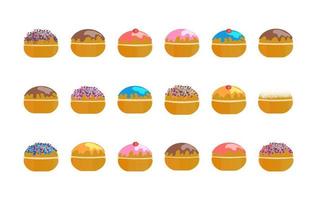 Hanukkah sufganiyah set vector illustration isolated on white background