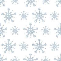 Snowfkake vector seamless pattern in dusty blue and white colours
