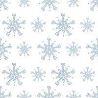 Snowfkake vector seamless pattern in dusty blue and white colours