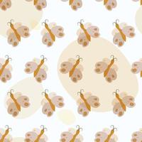 Childish butterfly seamless vector pattern in orange and white colours