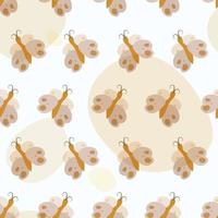 Childish butterfly seamless vector pattern in orange and white colours