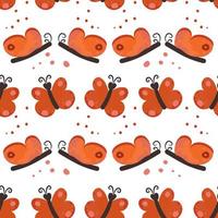 Childish butterfly seamless vector pattern in red and white colours