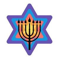 Happy Hunukkah menorah and David star icon vector illustration