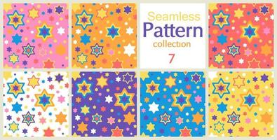 Star of David seamless pattern set vector illustration