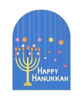 Happy Hanukkah greeting card vector illustration isolated on white background