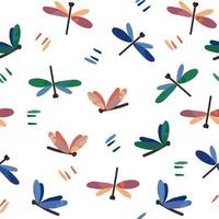 Dragonfly seamless pattern vector illustration with spots