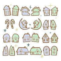 Gingerbread house vector set isolated on white background