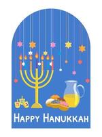 feliz hanukkah tarjeta de felicitación ilustración vectorial aislado sobre fondo blanco vector