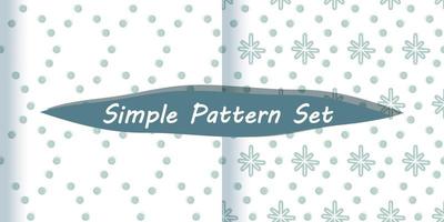 Seamless vector pattern set of polka dot and snowflakes in dusty blue and white colours