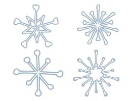 conjunto de ilustración de vector de copo de nieve azul de fantasía simple