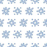 Childish snowfkake vector seamless pattern in white and blue colours