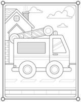 Fire truck or fire engine suitable for children's coloring page vector illustration