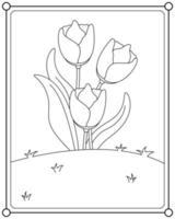 Beautiful flowers in the garden suitable for children's coloring page vector illustration