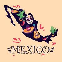mexico map with skull vector