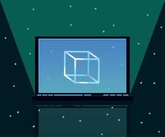 laptop blockchain technology vector