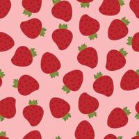 Summer strawberry pattern with hearts vector