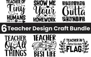 Teacher Craft Design Bundle Lettering vector