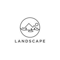 logotipo de montaña de arte de línea simple vector