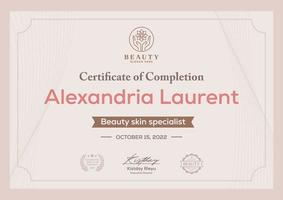 certificado de premio simple para negocios de belleza vector