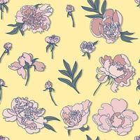 peonies buds vector seamless pattern