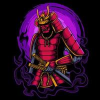 Japanese samurai holding katana artwork vector illustration