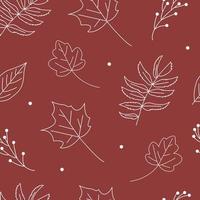 Fall of the Leaves Seamless Autumn Pattern. Autumn Leaves are drawn with chalk on the broun chalkboard. Seamless Pattern for textile, wallpapers, gift wrap and scrapbook. Vector. vector