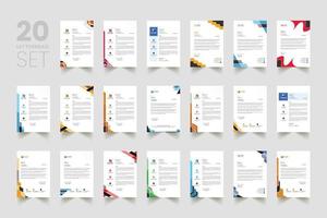 Modern letterhead bundle of your corporate project design.  creative 20 letterhead bundle. vector