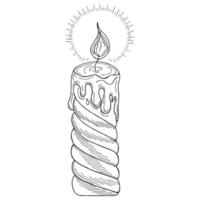 Vector illustration hand-drawn simple candles, isolated object on a white background, clipart, useful for decorating Christmas holidays, hand-drawn image, doodle style