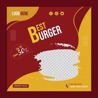 Delicious burger and food Menu Social Media Post Template, Delicious Burger Menu story, Restaurant Social Media Post vector