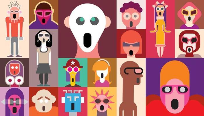 Shocked faces vector collage