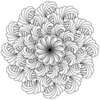 Abstract flower mandala with ornate layered petals, meditative coloring page with fan elements vector